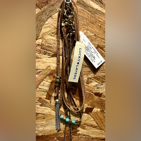 Lucky Brand layers wear 1,2or 3 leather,faux turquoise,silver NWT - Picture 1 of 10